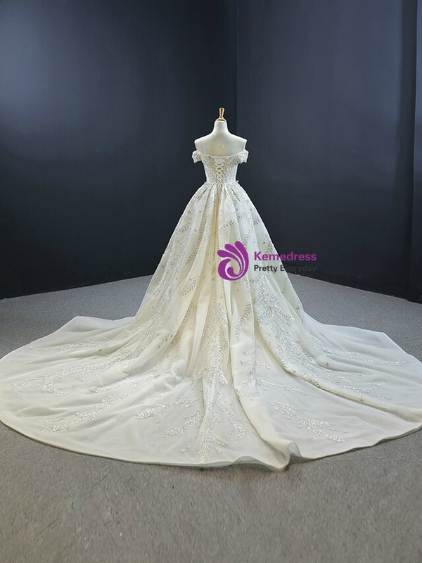 Champagne Mermaid Tulle Beading Sequins Prom Dress With Removable Train