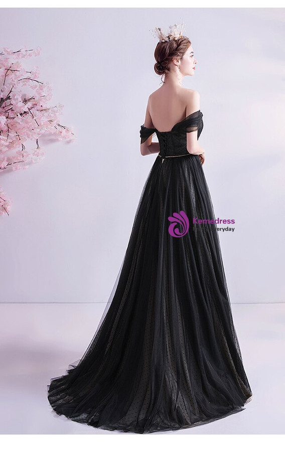 In Stock:Ship in 48 Hours Sexy Black Tulle Prom Dress