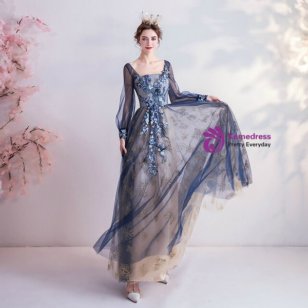 In Stock:Ship in 48 Hours Long Sleeve Tulle Prom Dress