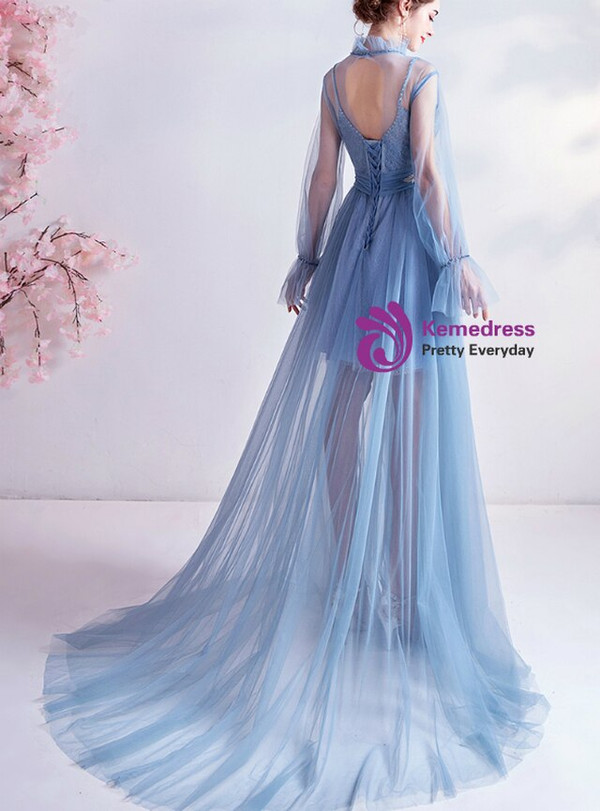 In Stock:Ship in 48 Hours Sexy Tulle Long Sleeve Prom Dress
