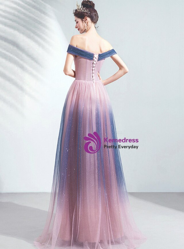 In Stock:Ship in 48 Hours Pink Tulle Sequins Appliques Prom Dress