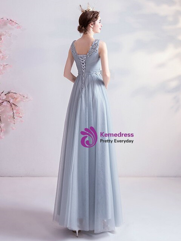In Stock:Ship in 48 Hours Gray Tulle Pleats Prom Dress