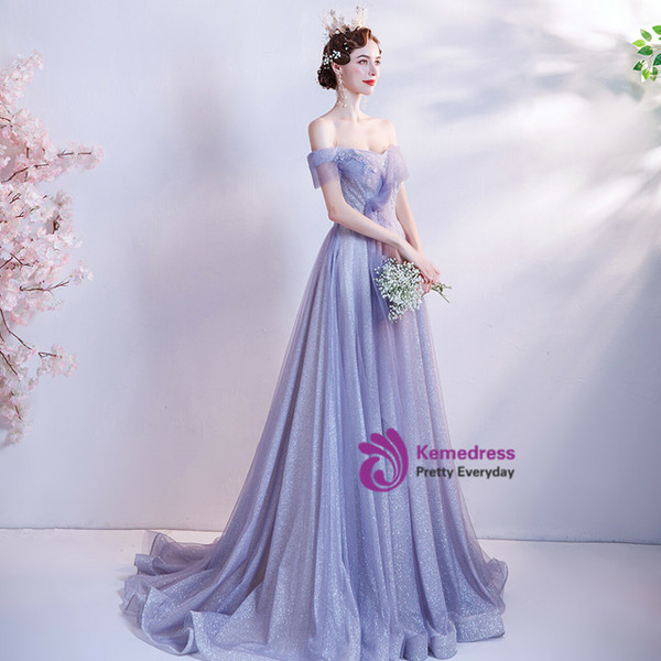 In Stock:Ship in 48 Hours Blue Purple Sequins Beading Prom Dress