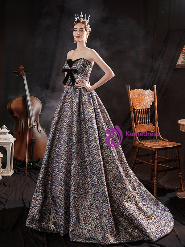 In Stock:Ship in 48 Hours Strapless Button Prom Dress