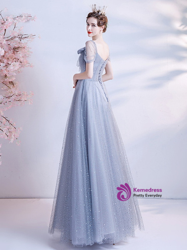 In Stock:Ship in 48 Hours Gray Sequins Pleats Prom Dress