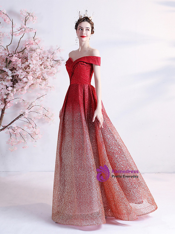 In Stock:Ship in 48 hours Red Sequins Prom Dress