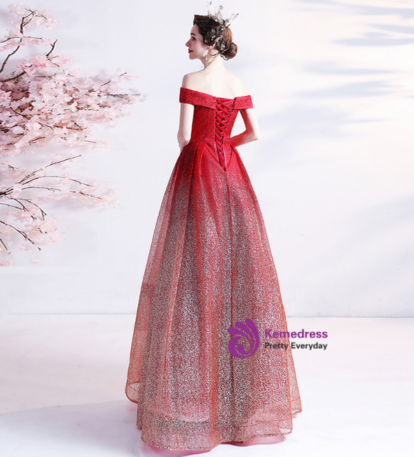 In Stock:Ship in 48 hours Red Sequins Prom Dress