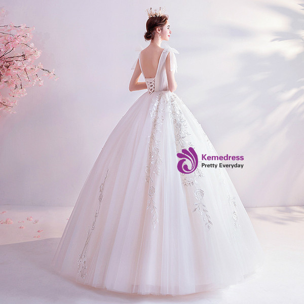 In Stock:Ship in 48 Hours Sexy White Tulle Appliques Wedding Dress