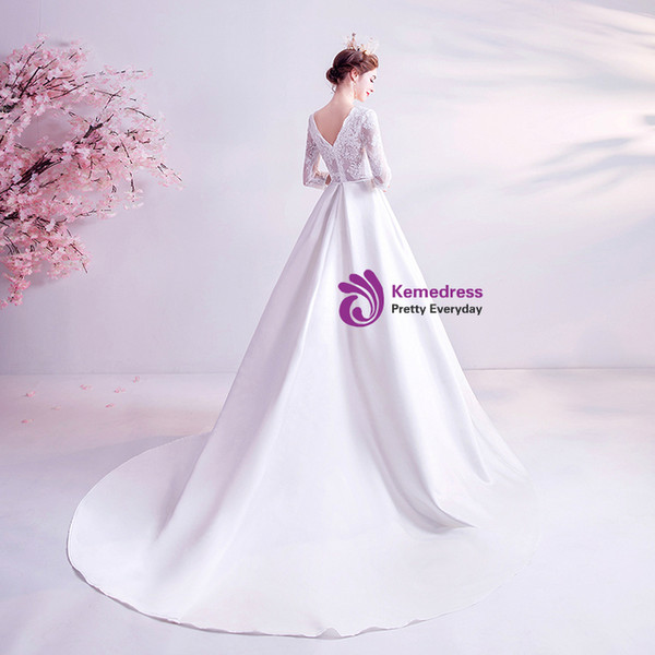 In Stock:Ship in 48 Hours White Satin Wedding Dress