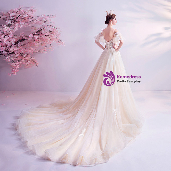 In Stock:Ship in 48 Hours Corset Tulle Appliques Wedding Dress