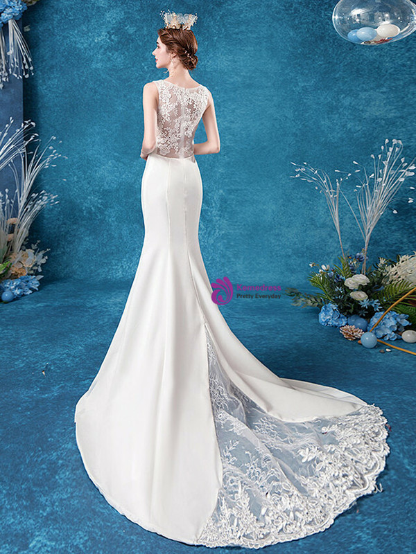 In Stock:Ship in 48 hours Satin Lace Mermaid Wedding Dress