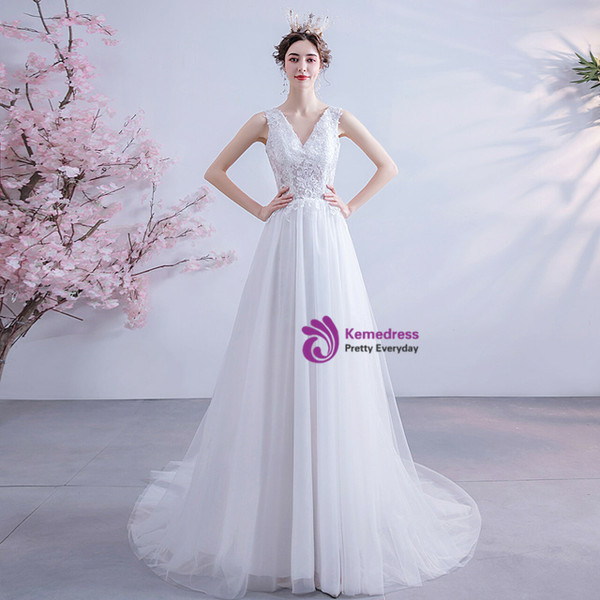 In Stock:Ship in 48 hours Backless Tulle Lace Wedding Dress