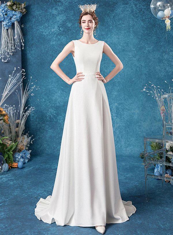 In Stock:Ship in 48 Hours White Backless Wedding Dress