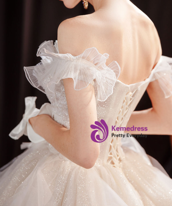 In Stock:Ship in 48 Hours Ivory Sequins Wedding Dress