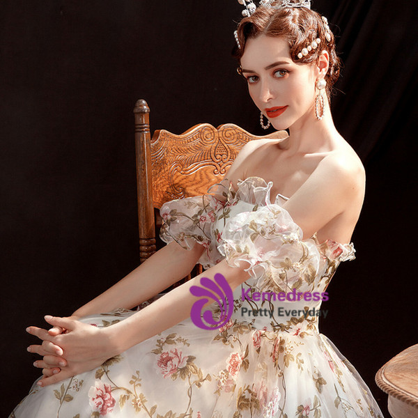In Stock:Ship in 48 Hours White Print Wedding Dress