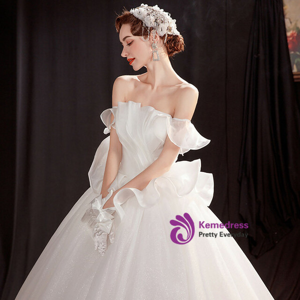 In Stock:Ship in 48 Hours White Sequins Wedding Dress