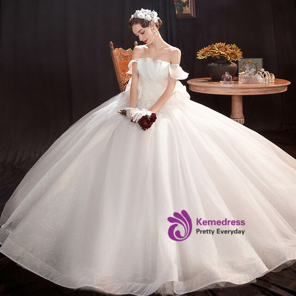 In Stock:Ship in 48 Hours White Sequins Wedding Dress