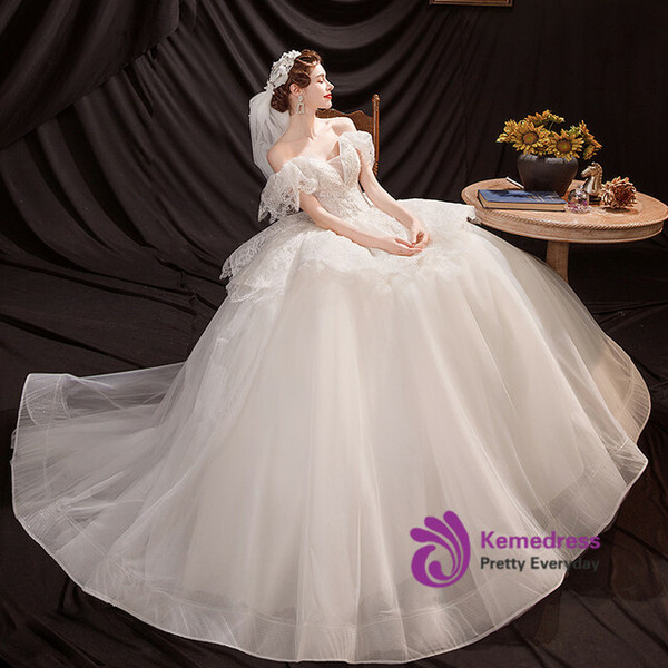In Stock:Ship in 48 Hours Lovely White Tulle Lace Wedding Dress