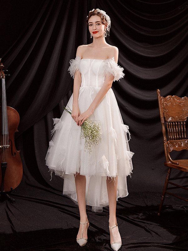In Stock:Ship in 48 Hours Hi Lo Tulle Wedding Dress