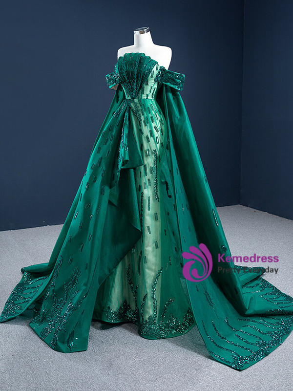  Green Mermaid Sequins Off the Shoulder Prom Dress