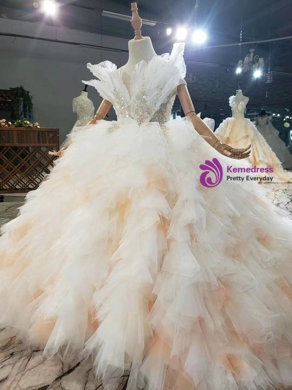 Ball Gown Tulle Sequins Spaghetti Straps Flower Girl Dress