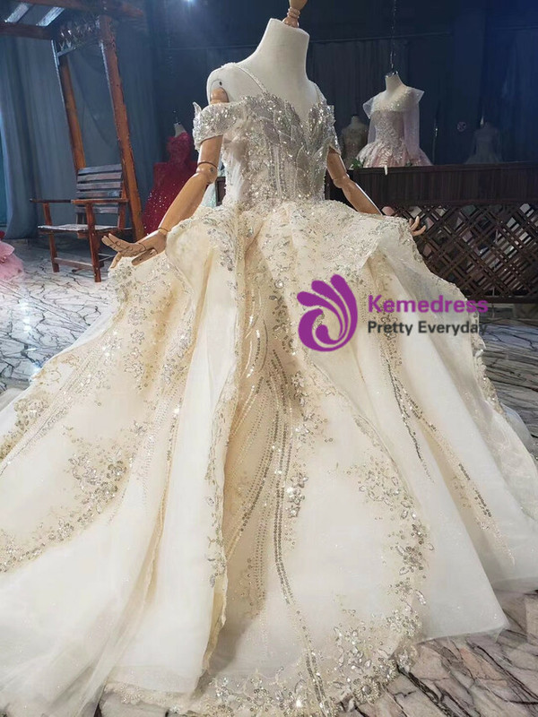 Tulle Sequins Spaghetti Straps Beading Flower Girl Dress