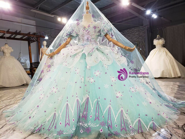 Green Tulle Short Sleeve Appliques Pearls Flower Girl Dress