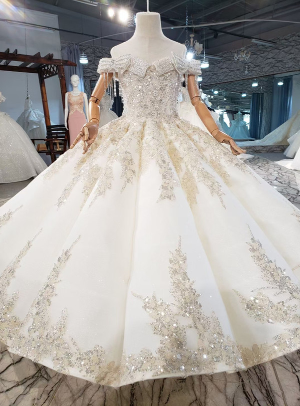 Champagne Tulle Sequins Appliques Beading Flower Girl Dress