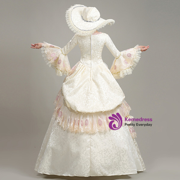 Yellow Lace Long Sleeve Tiers Baroque Victorian Dress