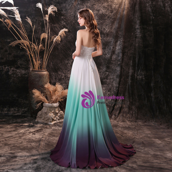 White Chiffon Sweetheart Lace Long Prom Dress