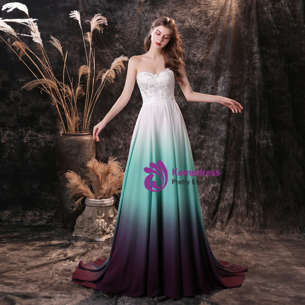 White Chiffon Sweetheart Lace Long Prom Dress