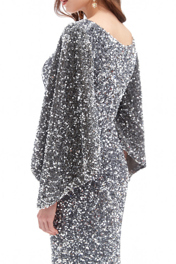 Mermaid Square Neck Silver Gray Prom Dress