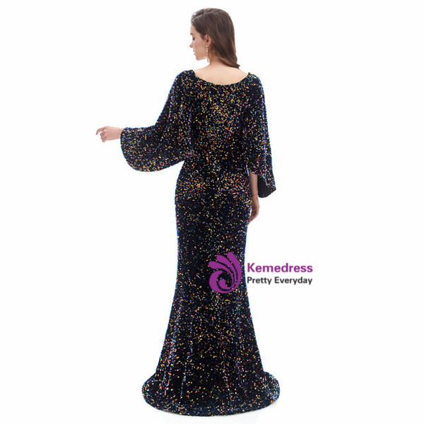 Navy Blue Mermaid Square Neck Long Prom Dress