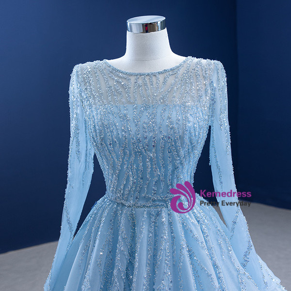 Fabulous Tulle Long Sleeve Sequins Prom Dress
