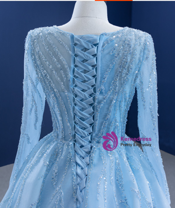 Fabulous Tulle Long Sleeve Sequins Prom Dress