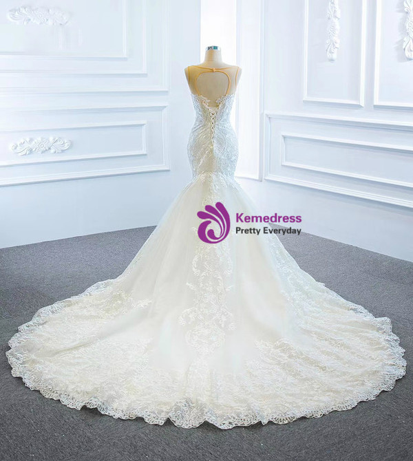 White Mermaid Tulle Lace Wedding Dress Shawl