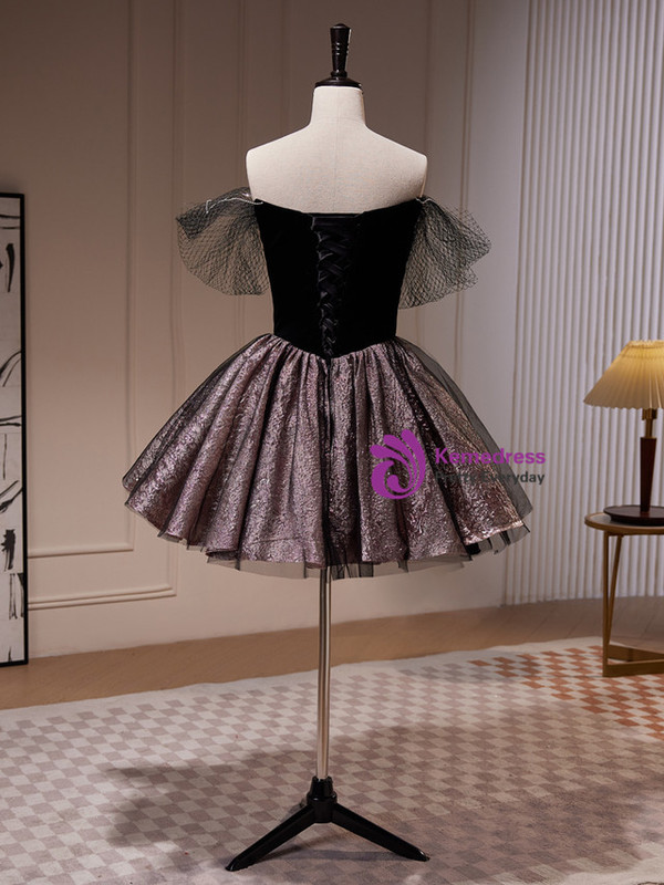 Black Short Of the Shoulder Beading Homecoming Dress