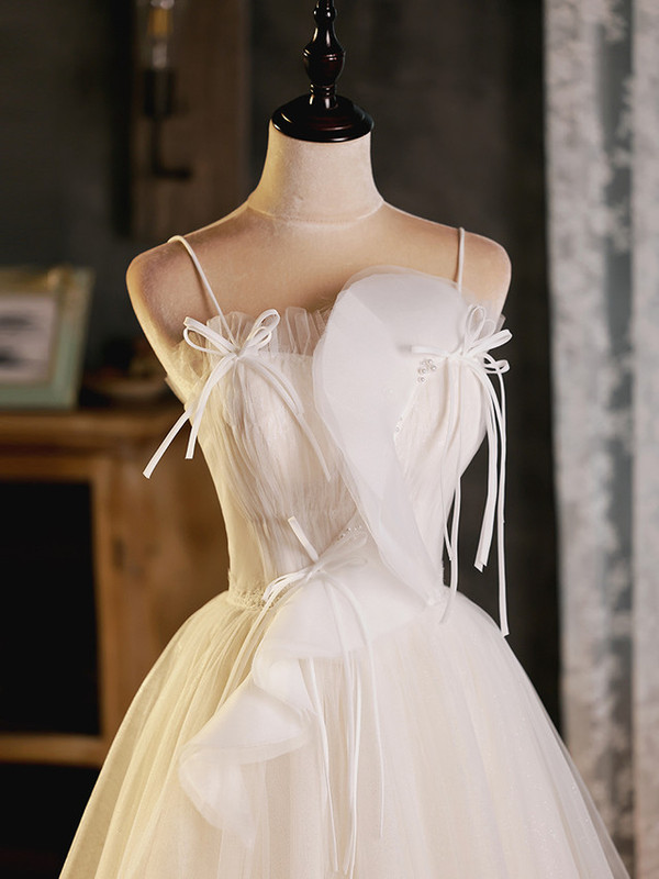 Ivory White Tulle Pleats Homecoming Dress