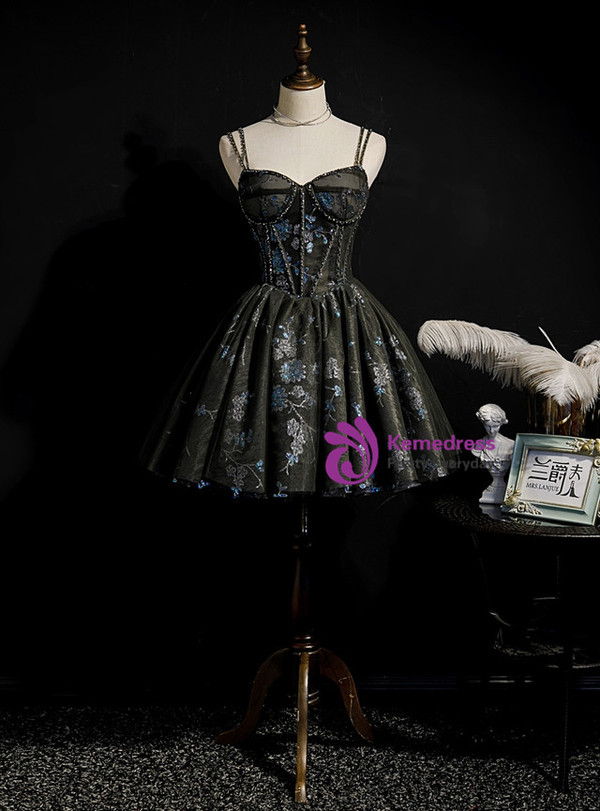 Sexy Tulle Sequins Double Straps Beading Homecoming Dress