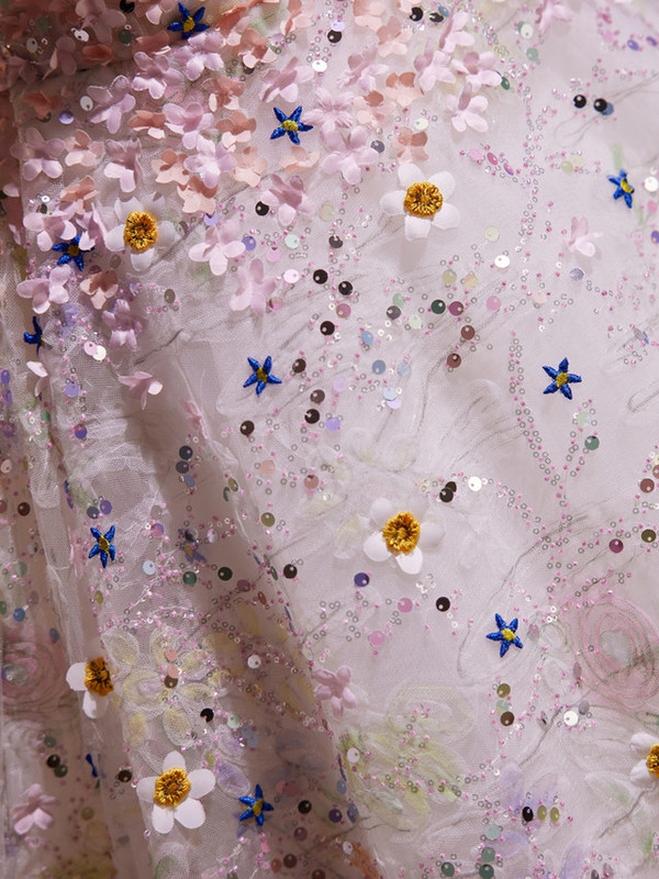 Tulle Sequins 3D Flower Beading Homecoming Dress