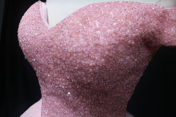 Pink Tulle Off the Shoulder Beading Homecoming Dress