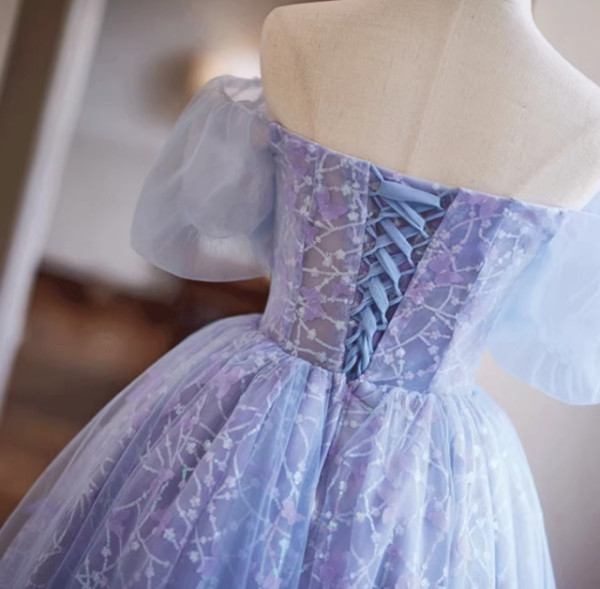 Purple Tulle Pleats Sequins Homecoming Dress