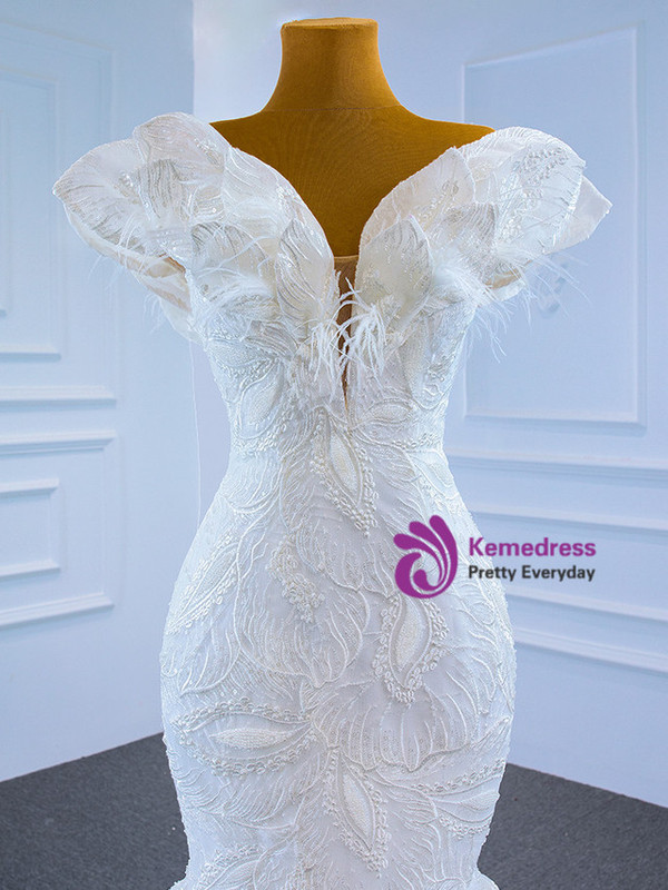 Sexy White Mermaid Lace Wedding Dress
