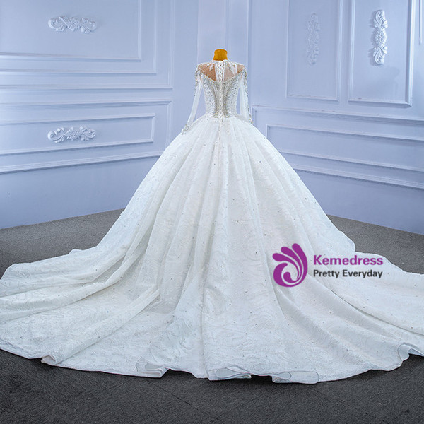 Ball Gown Sequins Crystal Beading Wedding Dress