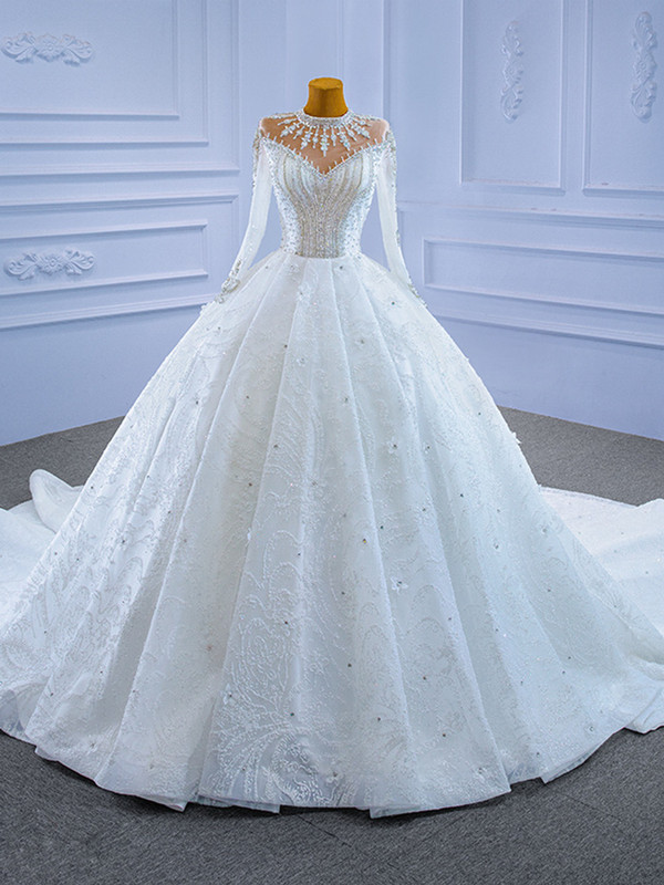 Ball Gown Sequins Crystal Beading Wedding Dress