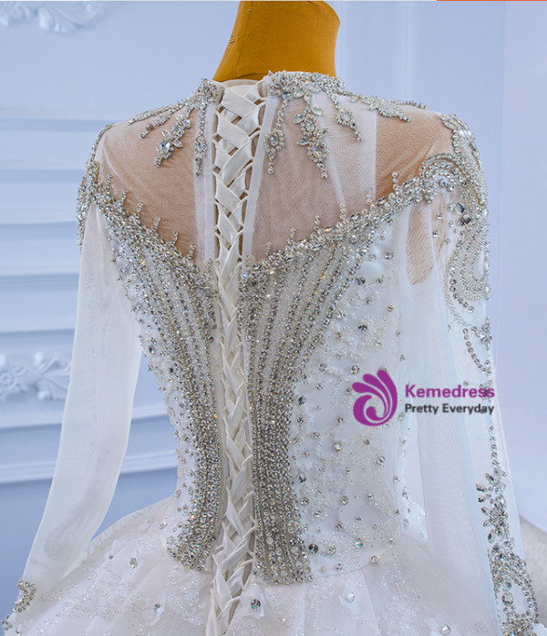 Ball Gown Sequins Crystal Beading Wedding Dress