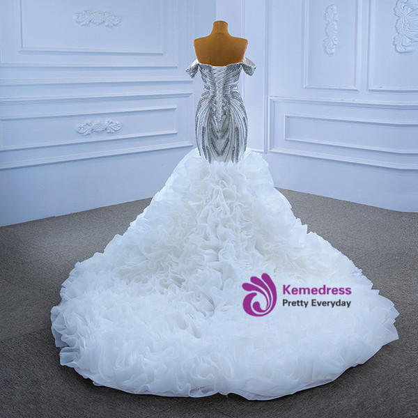 Sexy White Heavy Beading Crystal Wedding Dress