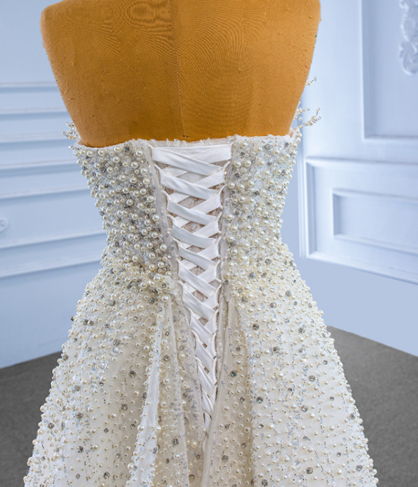 Heavy Beading Mermaid Sequins Pearls Wedding Dress