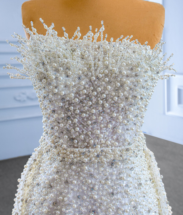 Heavy Beading Mermaid Sequins Pearls Wedding Dress