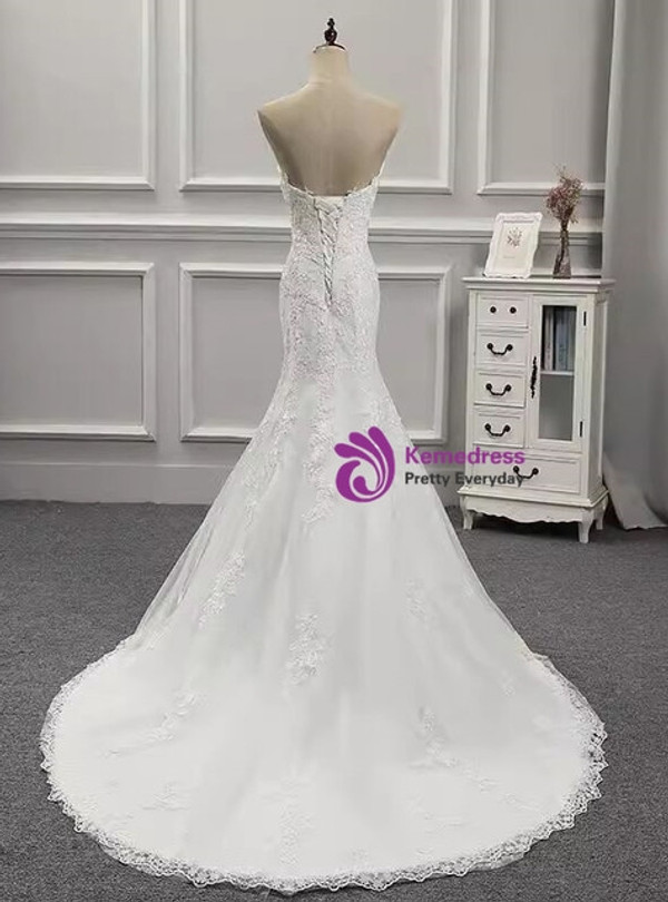 White Mermaid Lace Sweetheart Wedding Dress